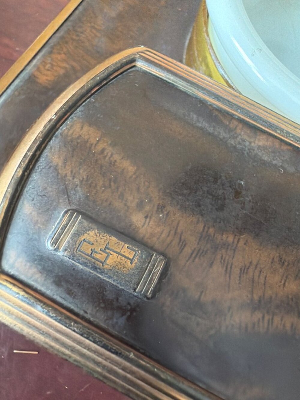 VTG Art Deco Celluloid Faux Tortoise Shell Gentleman's Dresser Set Mirror Brush - Picture 13 of 16